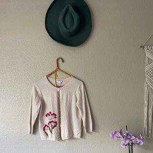 Cream merino wool cardigan- size medium- brand: Garnet Hill